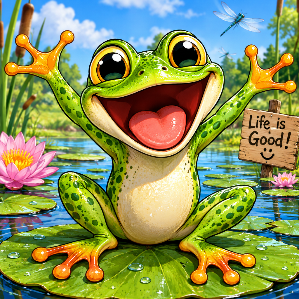 Life is Good frog original artwork