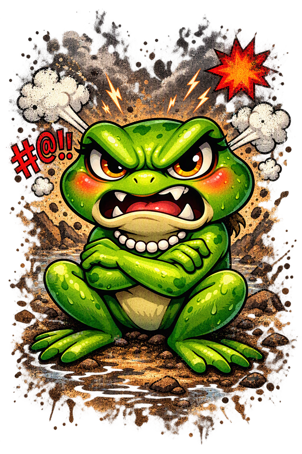 Angry frog cartoon graphic