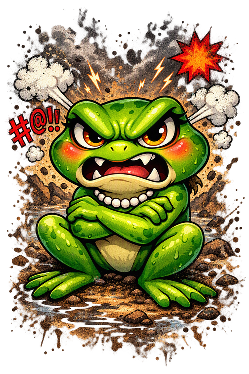 Angry frog cartoon graphic