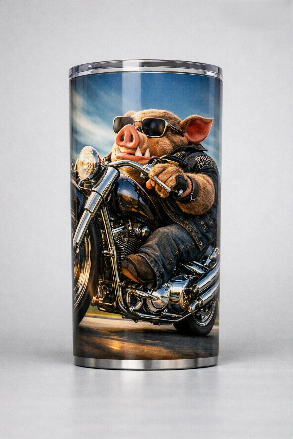 Biker Pig Skinny Tumbler