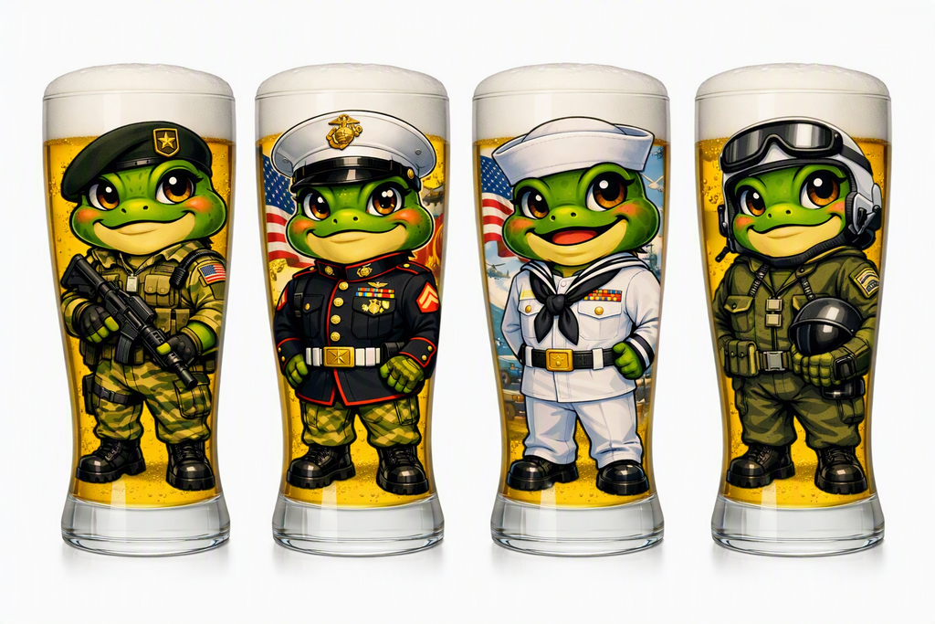 Military Frog Pilsner Beer Glass Set of 4
