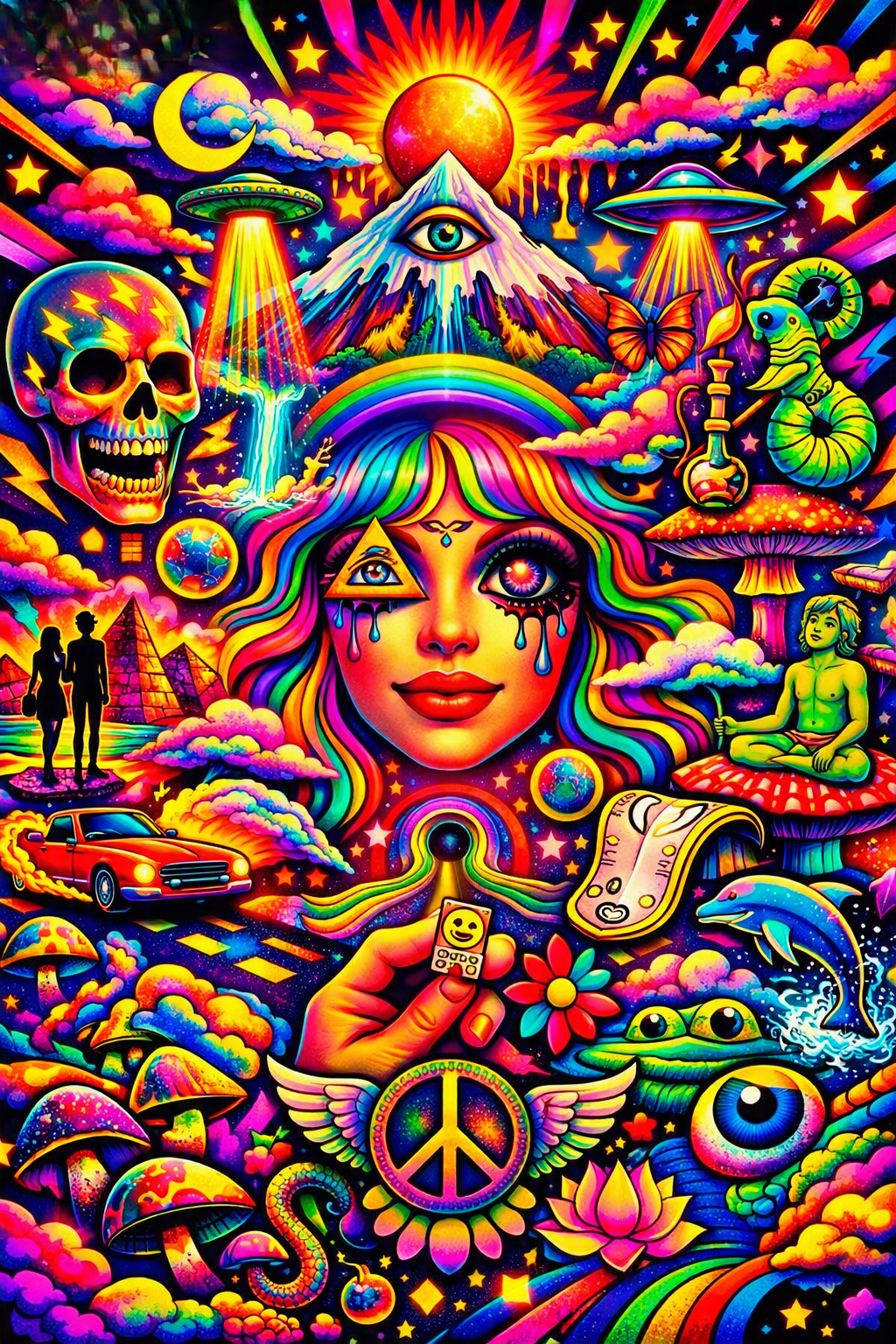 Psychedelic Triptych Wall Art – 3-Panel Canvas Set