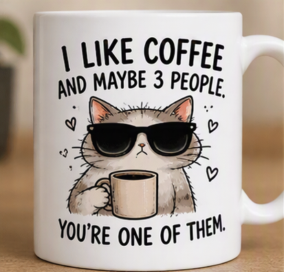 I Like Coffee and Maybe 3 People – Funny Cat Coffee Mug