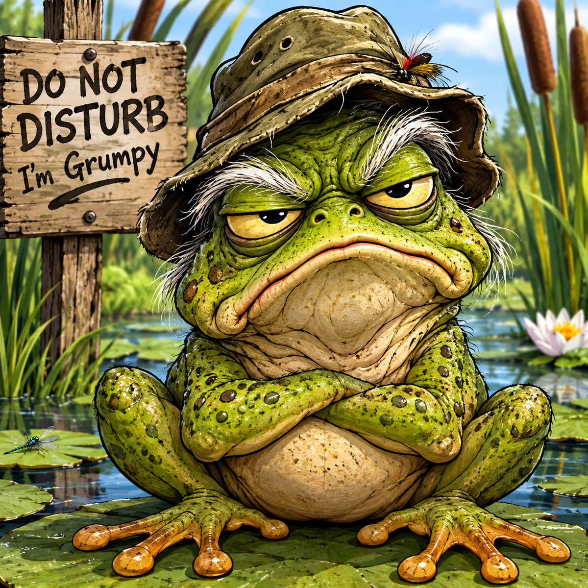 Do Not Disturb grumpy frog original artwork