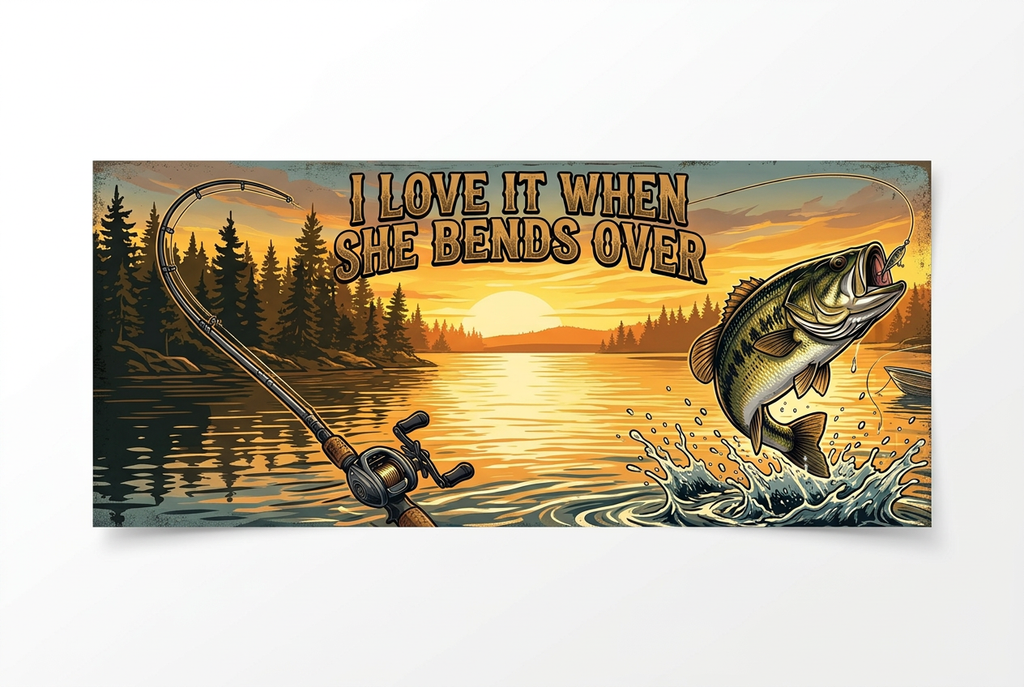 Fishing mug DTF wrap flat artwork