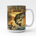 I Love It When She Bends Over fishing white mug mockup