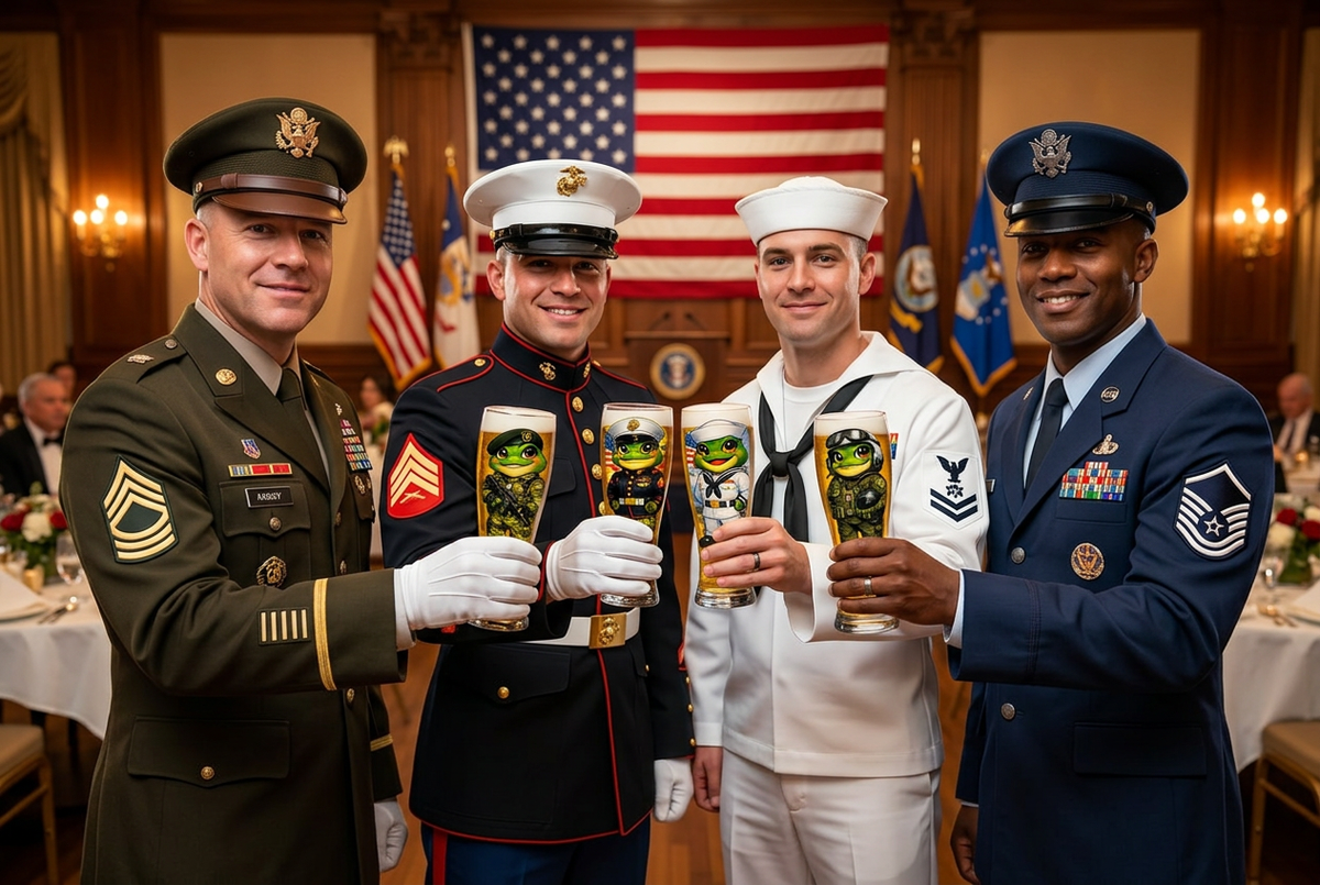 Military Reps Holding Frog Glasses