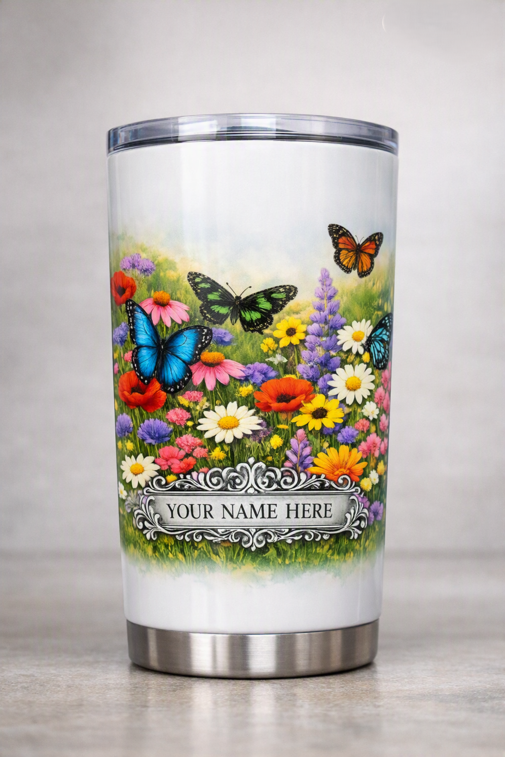 Personalized Butterfly Garden Skinny Tumbler